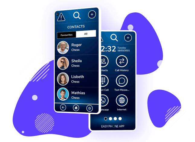 EasyPhone Launcher, A mobile application that helps elderly people to get full benefits from smartphone use - from connecting with close people to an automatic emergency call.